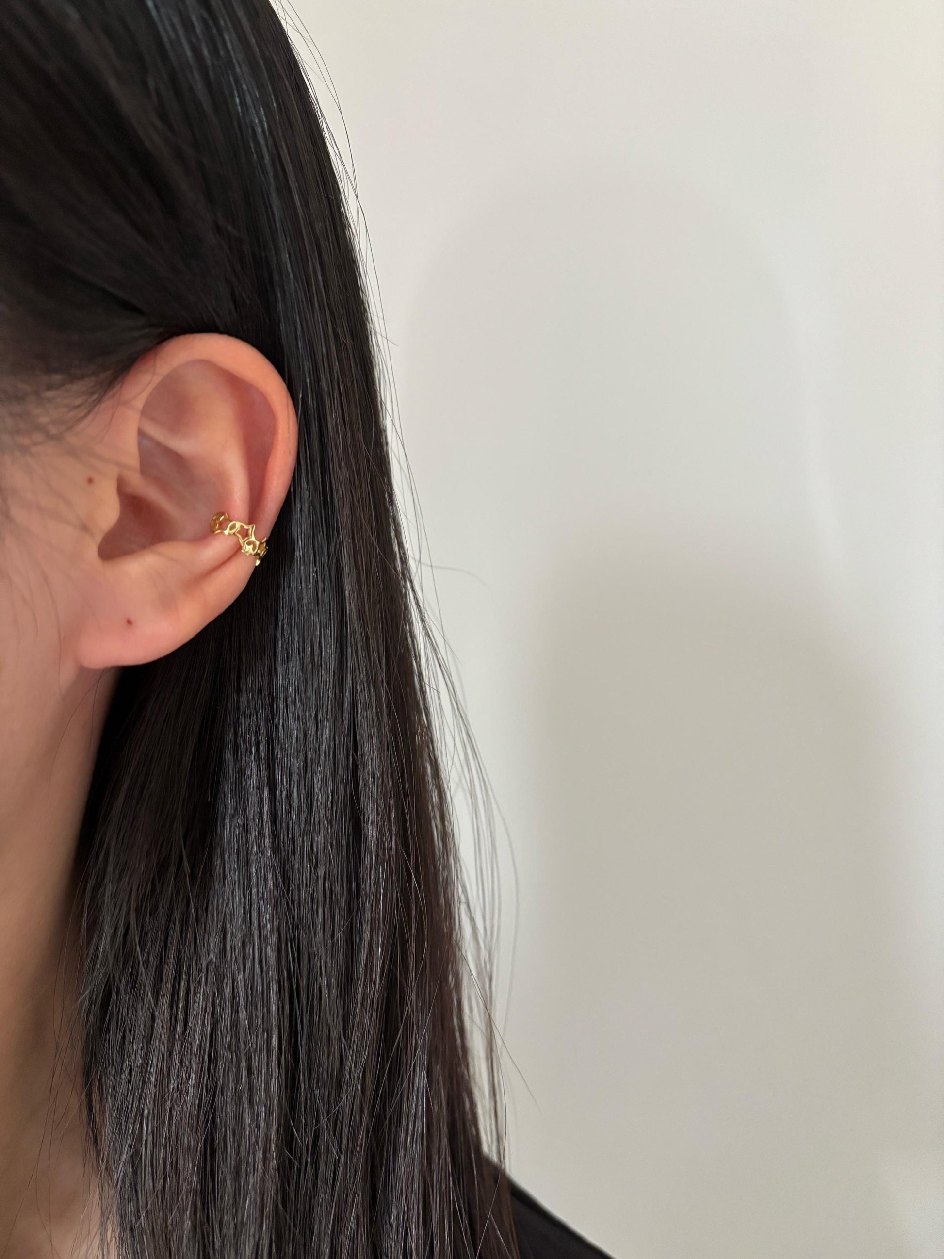 Silver Cut Out Star Ear Cuff, Golden Hallow Star Ear Cuffs Jewelry, Daily Basic Star Non-Piercing Earrings, Gold Plated 925 Silver Jewellery