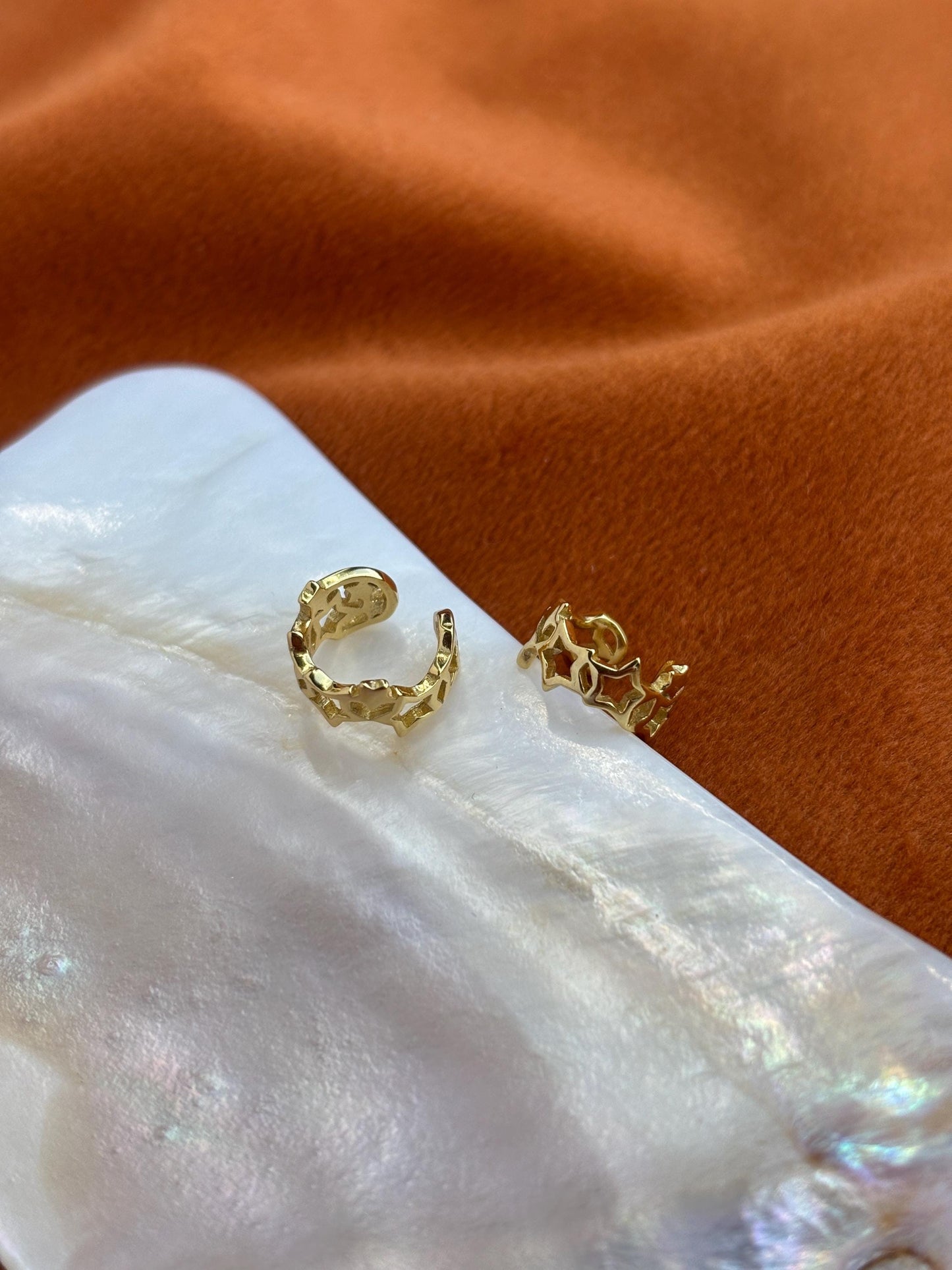 Silver Cut Out Star Ear Cuff, Golden Hallow Star Ear Cuffs Jewelry, Daily Basic Star Non-Piercing Earrings, Gold Plated 925 Silver Jewellery