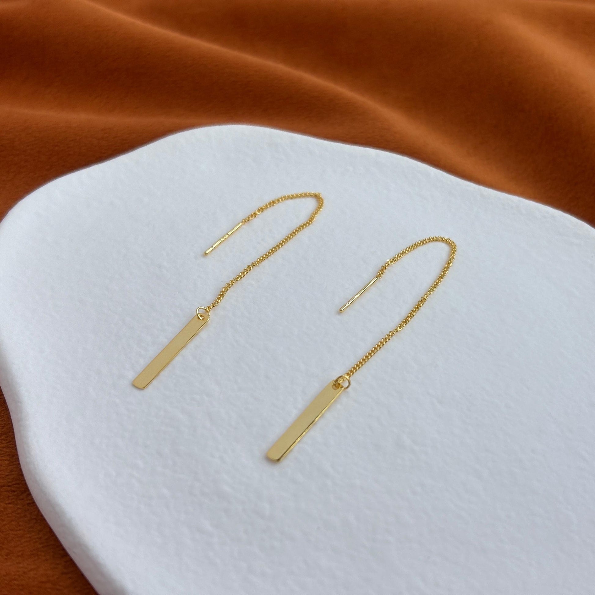 Dainty Chain Threader Earrings, Silver Elegant Long Drop Stick Bar Earrings Jewelry, Golden Ear Thread Tassel Line Earrings Jewellery
