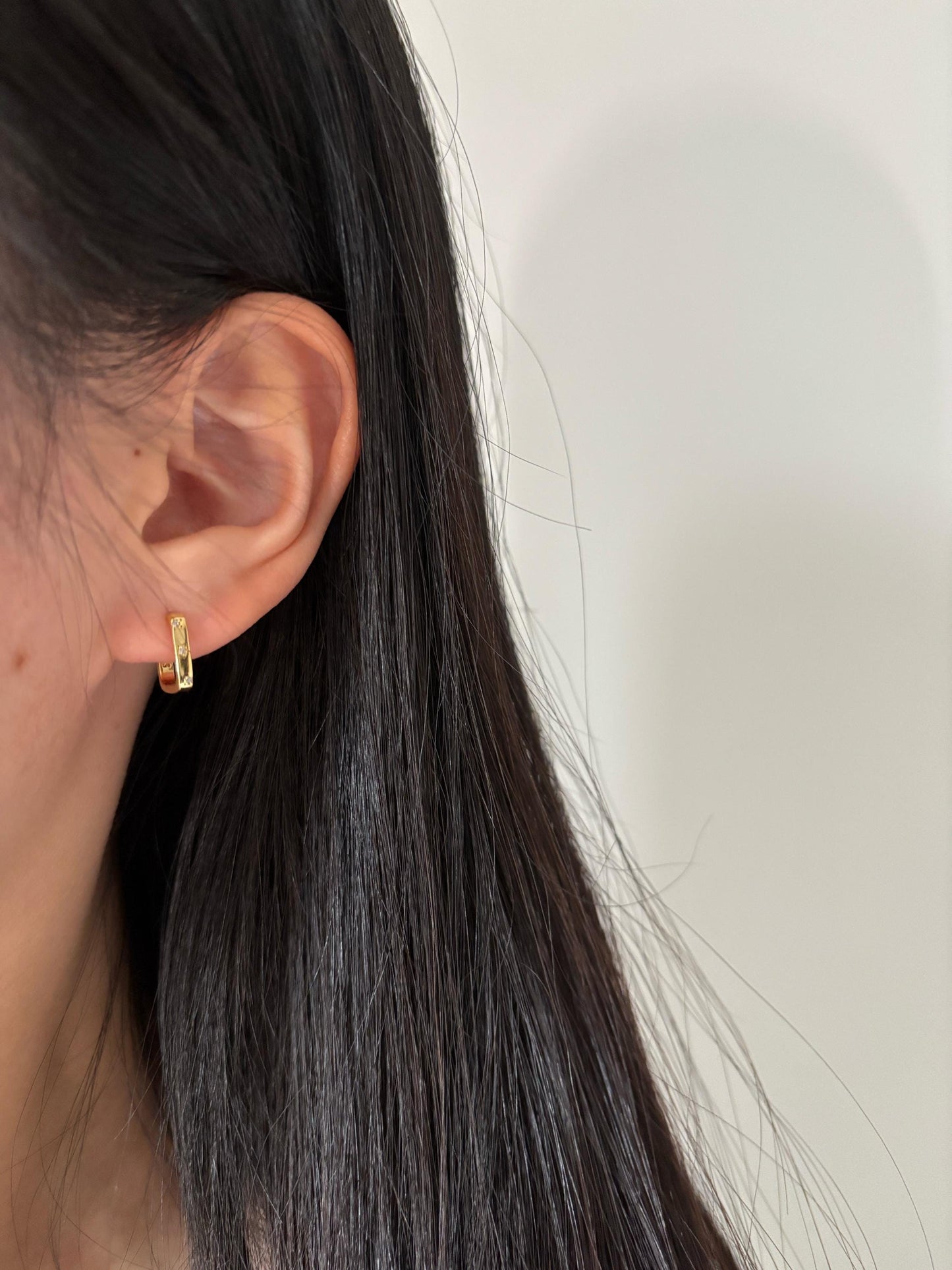 Dainty Shiny Star Square Huggie, Silver Rectangle Hoop Earrings, Daily Basic Geometric Hoop Jewelry, 18K Gold Plated 925 Silver Jewellery