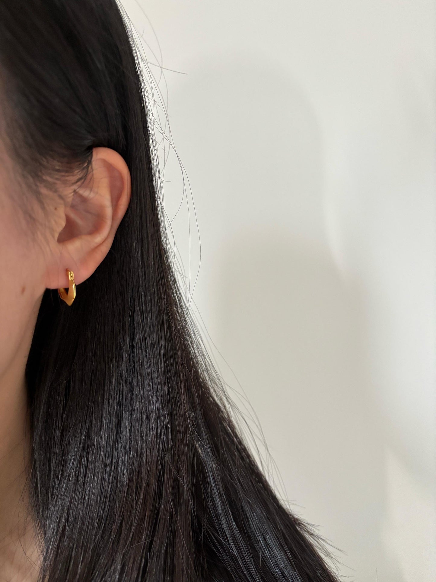 Dainty Silver Hexagon Hoops, Golden Polygon Minimalist Huggie, Irregular Geometric Jewelry, 18K Gold Plated 925 Silver Earrings Jewellery