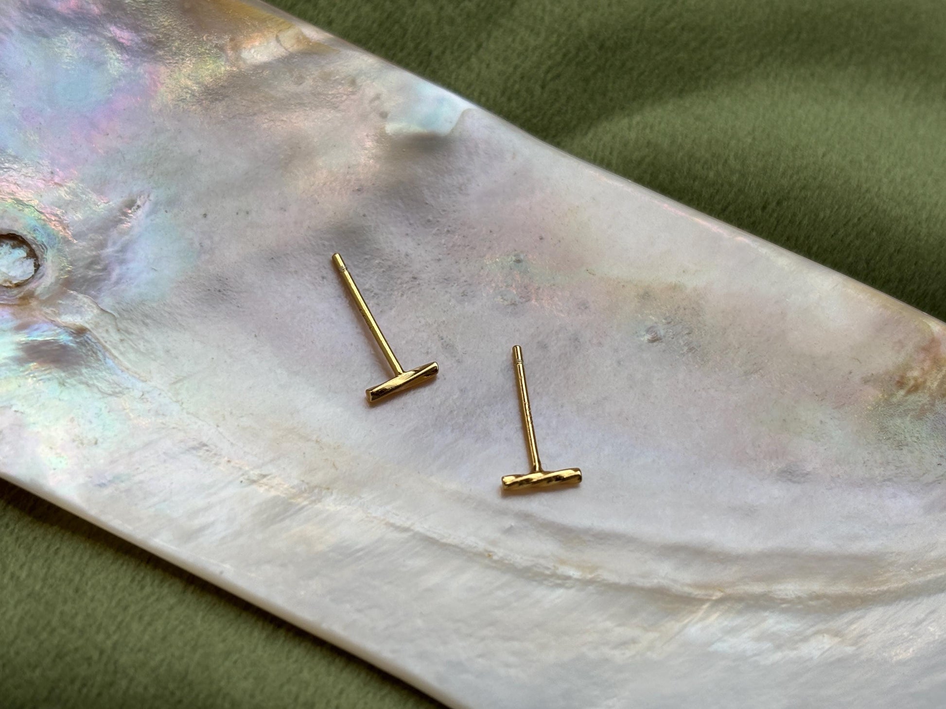 Mini Twisted Bar Stud Earrings, Golden Cylinder Geometric Studs, 18K Gold Plated 925 Sterling Silver Earrings Jewellery, Daily Basic Jewelry