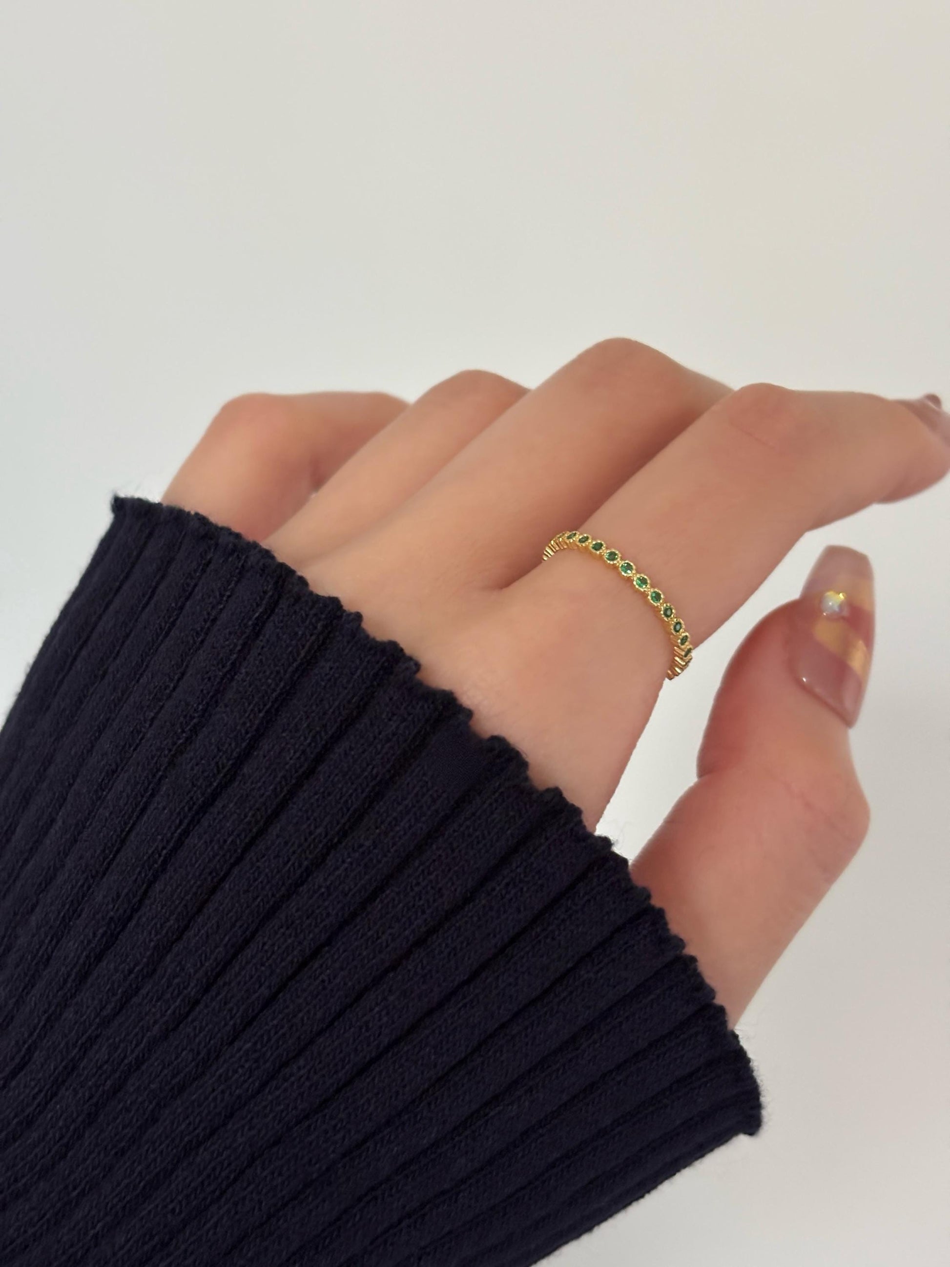 Dainty Emerald Ring, Elegant Green Stone Adjustable Rings, Vintage Court Style Sterling Silver Ring Jewelry, Retro Golden Rings Jewellery