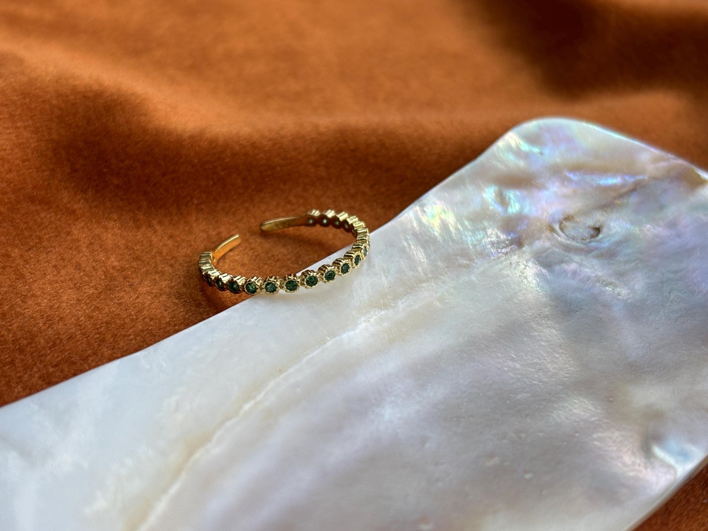 Dainty Emerald Ring, Elegant Green Stone Adjustable Rings, Vintage Court Style Sterling Silver Ring Jewelry, Retro Golden Rings Jewellery