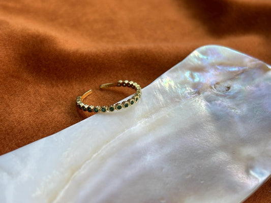 Dainty Emerald Ring, Elegant Green Stone Adjustable Rings, Vintage Court Style Sterling Silver Ring Jewelry, Retro Golden Rings Jewellery