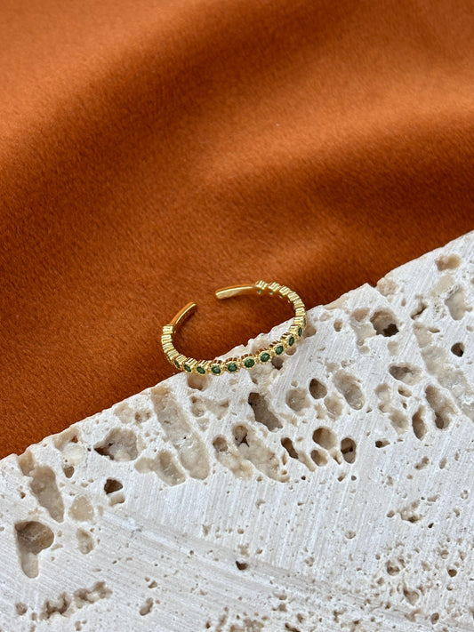 Dainty Emerald Ring, Elegant Green Stone Adjustable Rings, Vintage Court Style Sterling Silver Ring Jewelry, Retro Golden Rings Jewellery