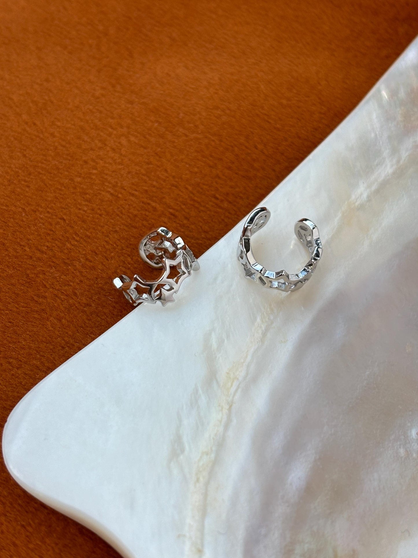 Silver Cut Out Star Ear Cuff, Golden Hallow Star Ear Cuffs Jewelry, Daily Basic Star Non-Piercing Earrings, Gold Plated 925 Silver Jewellery