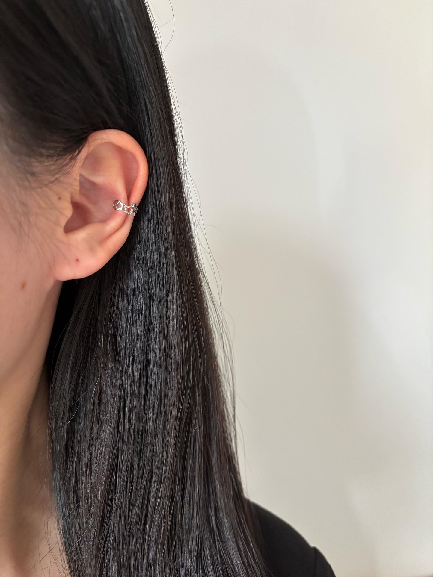 Silver Cut Out Star Ear Cuff, Golden Hallow Star Ear Cuffs Jewelry, Daily Basic Star Non-Piercing Earrings, Gold Plated 925 Silver Jewellery