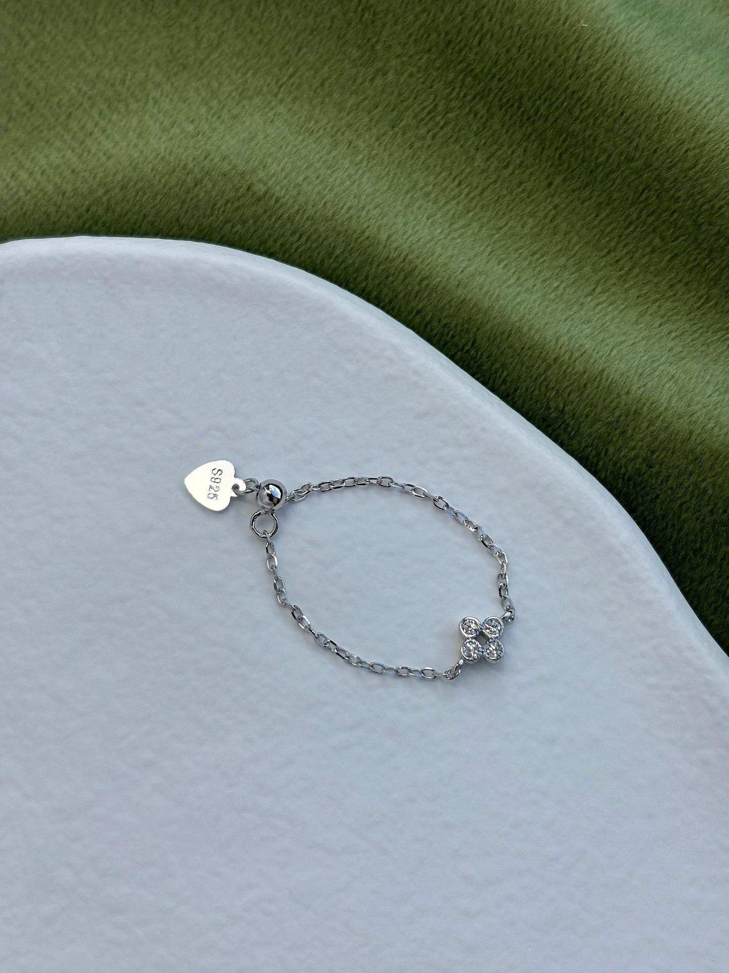 Dainty Silver Clover Ring