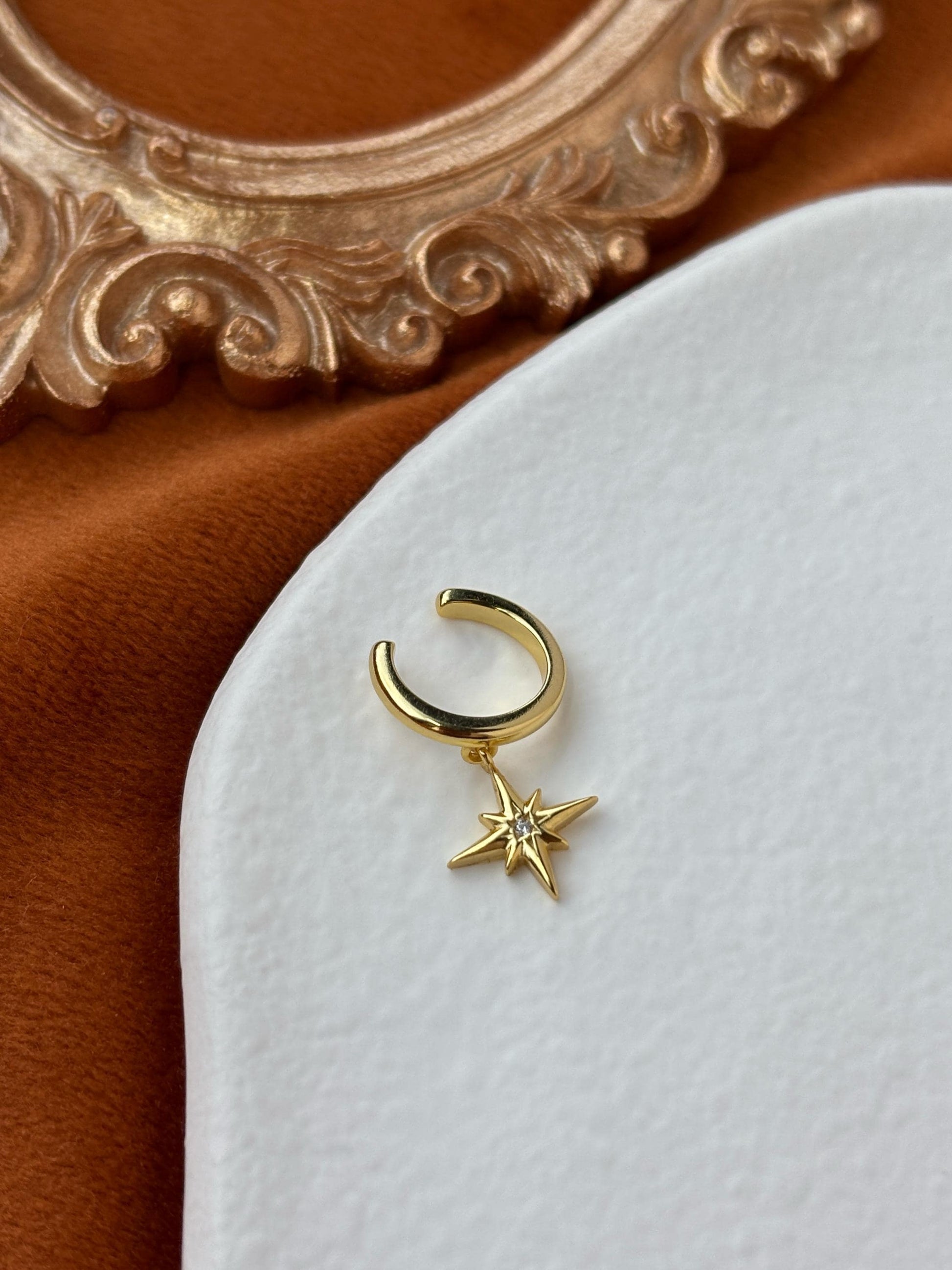 Gold Plated 925 Sterling Silver Star Ear Cuff