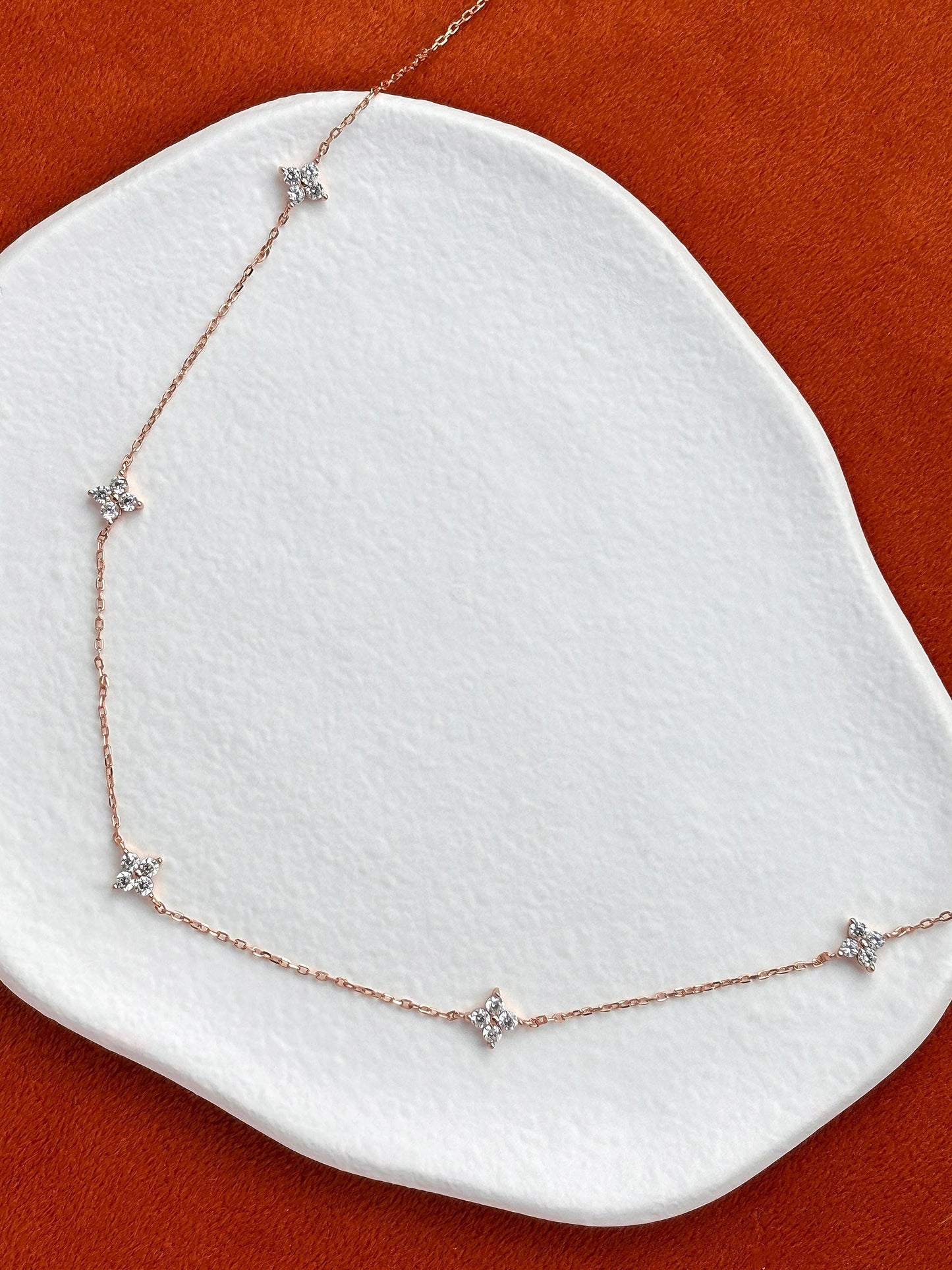 Silver Clover Necklace, Classic Golden Four Leaf Flower Charm Necklace, Floral Star Gold Plated 925 Silver Jewellery, Dainty Elegant Jewelry