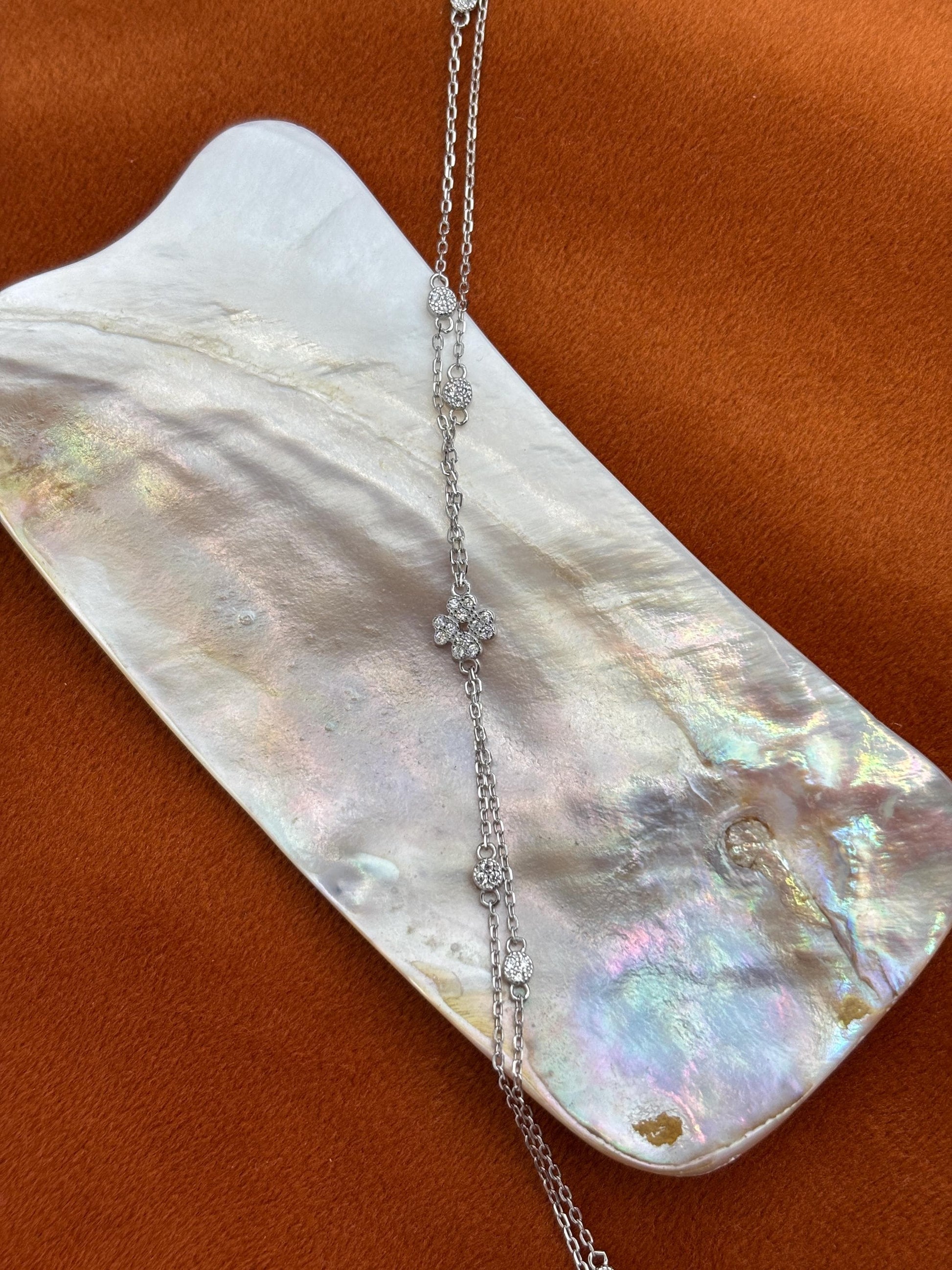 Cute Silver Four Leaf Clover Bracelet, Golden Flower Charm Bracelet, Floral Gold Plated Sterling Silver Jewellery, Dainty Elegant Jewelry