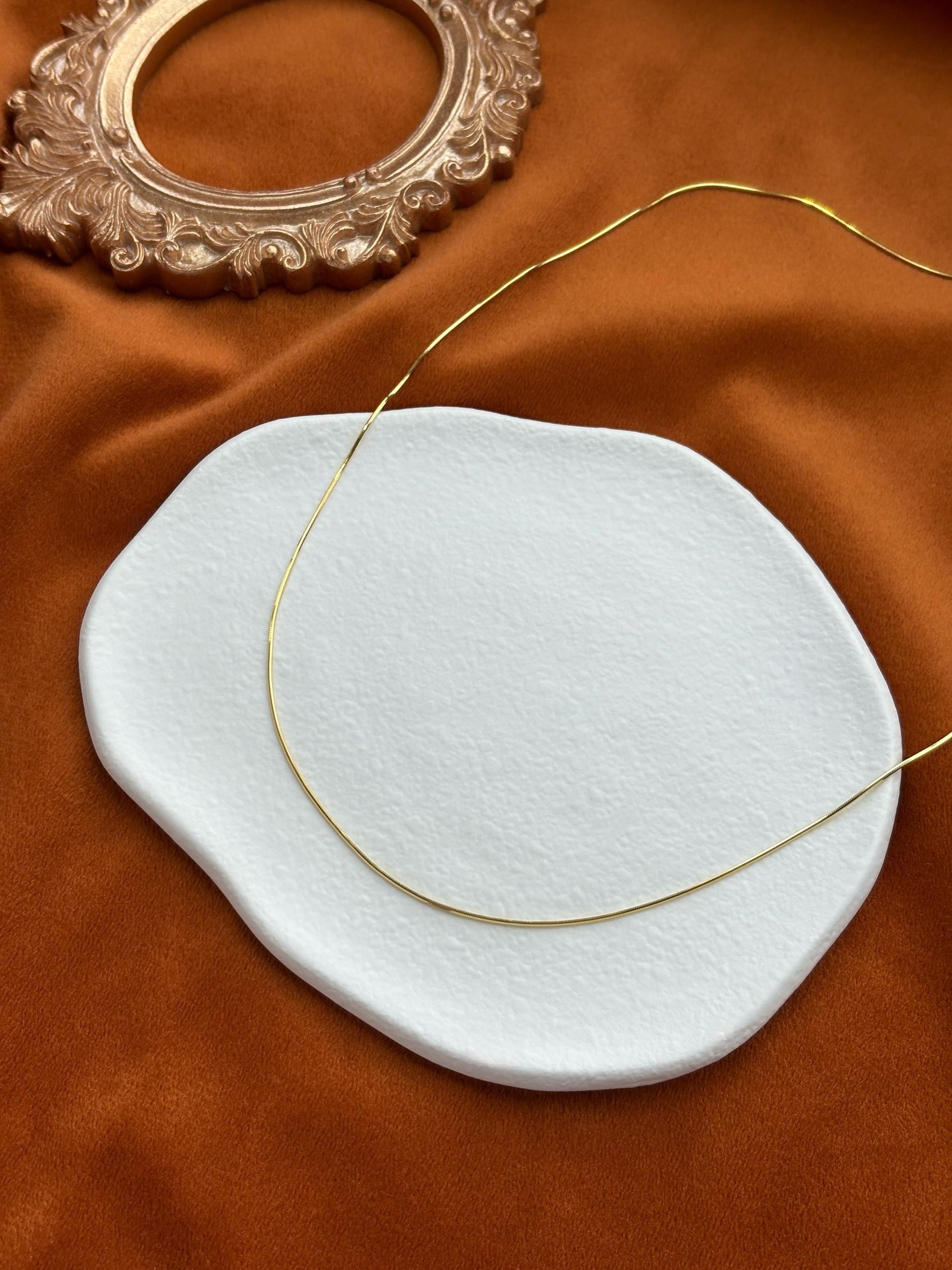 Basic Snake Bone Chain Necklace, Golden Clavicle Thin Necklace, Gold Plated Silver Minimalist Everyday Jewellery, Dainty Elegant Jewelry