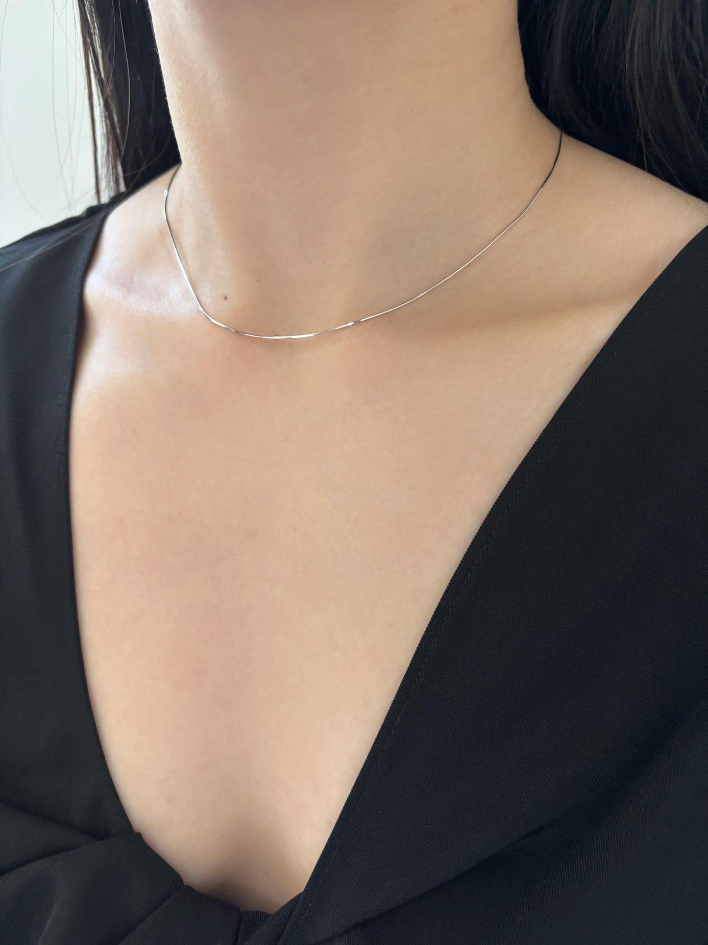 Basic Snake Bone Chain Necklace, Golden Clavicle Thin Necklace, Gold Plated Silver Minimalist Everyday Jewellery, Dainty Elegant Jewelry