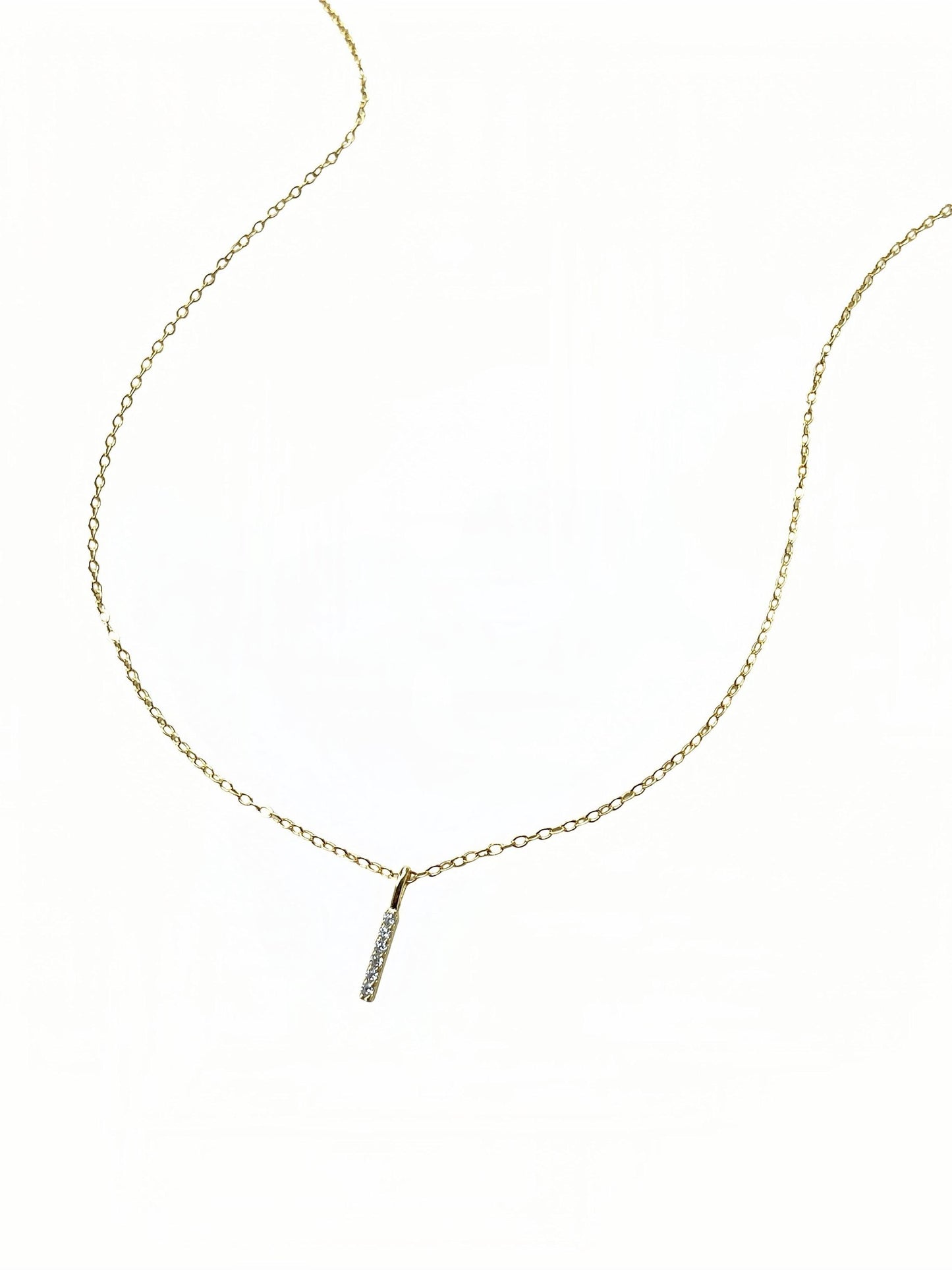 Basic Silver Bar Pendant Necklace, Golden Initial I Pendant Necklace, Minimalist Clavicle Necklace Jewellery, Dainty Everyday Daily Jewelry
