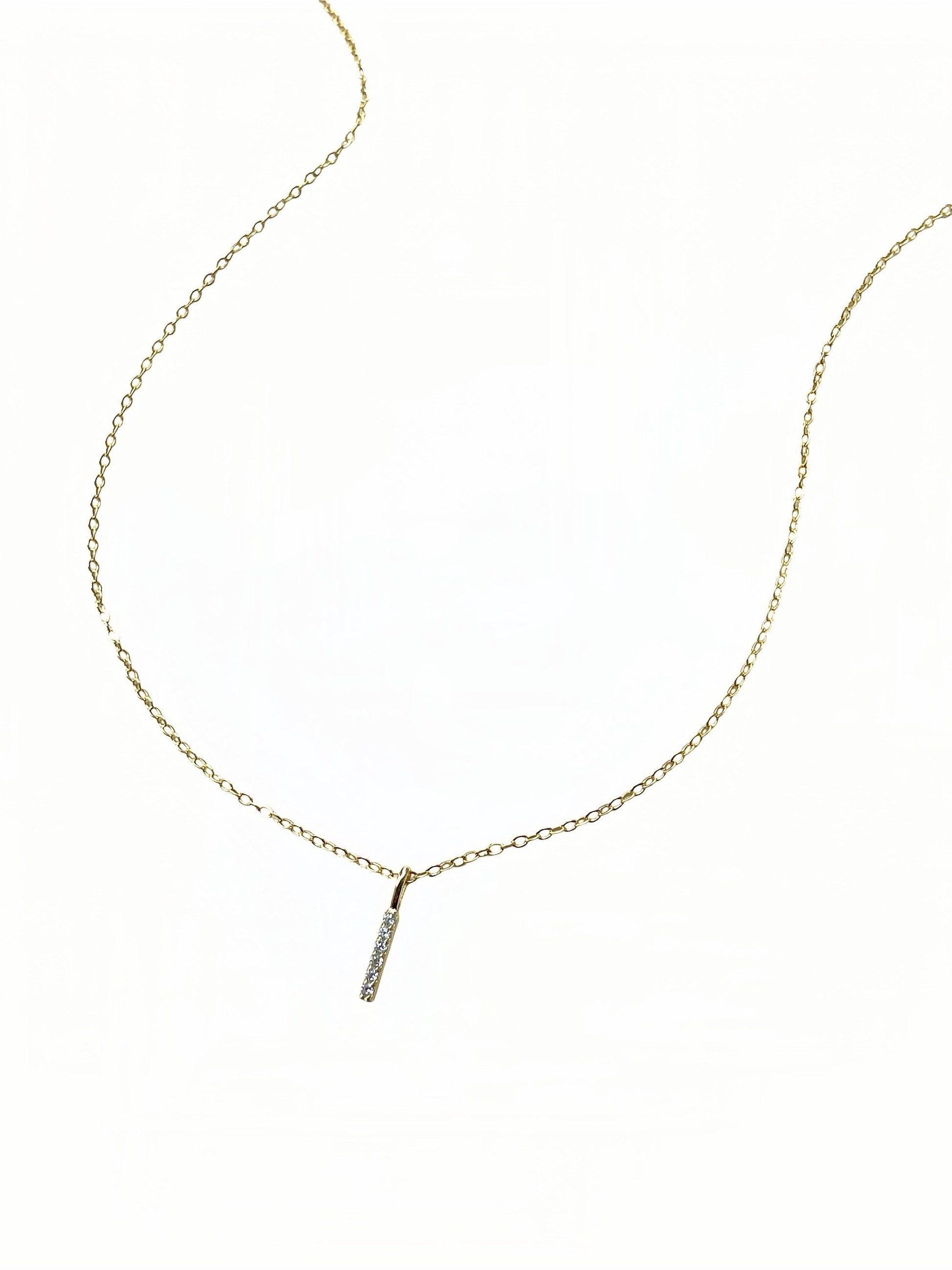 Basic Silver Bar Pendant Necklace, Golden Initial I Pendant Necklace, Minimalist Clavicle Necklace Jewellery, Dainty Everyday Daily Jewelry