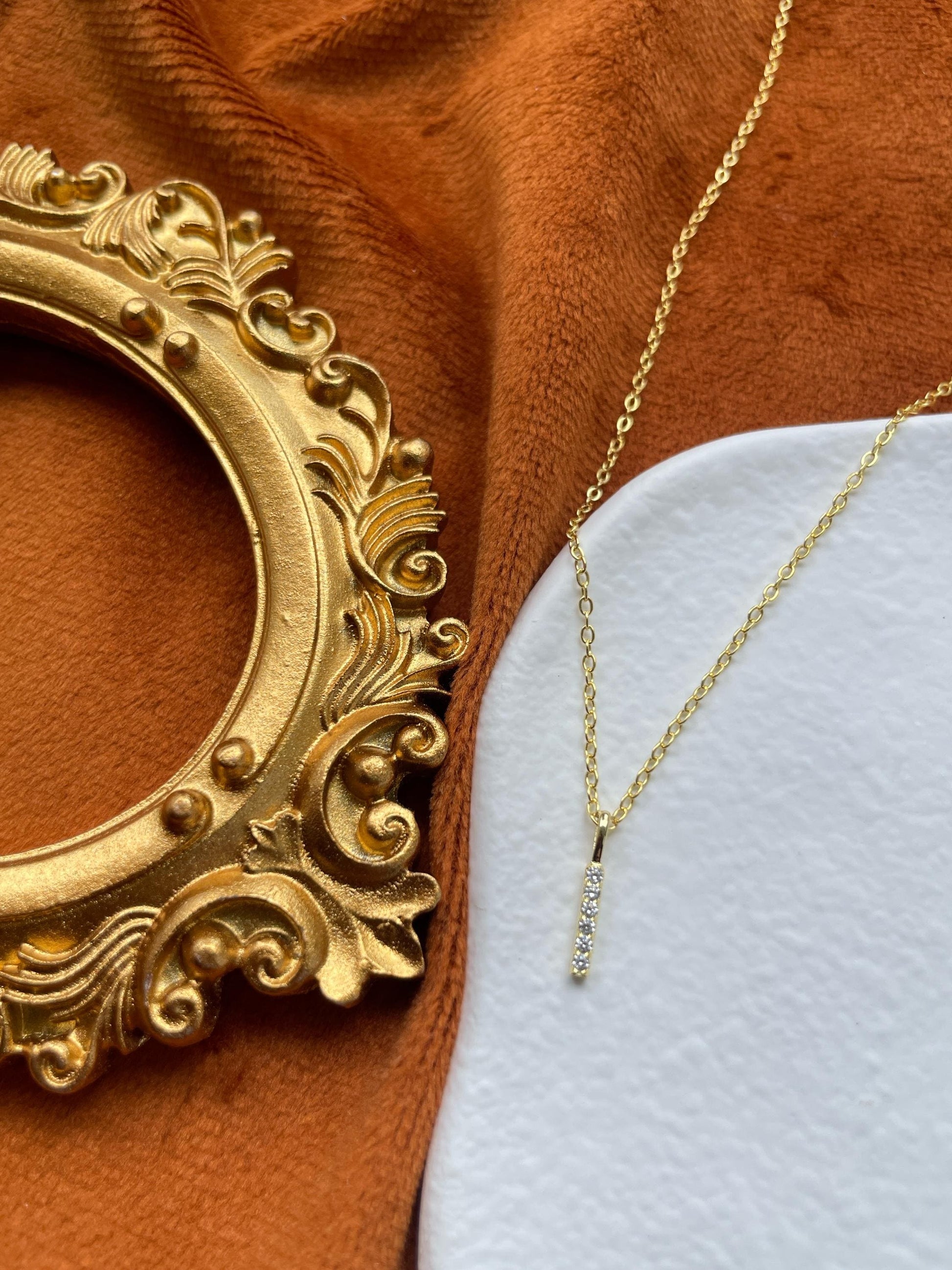 Basic Silver Bar Pendant Necklace, Golden Initial I Pendant Necklace, Minimalist Clavicle Necklace Jewellery, Dainty Everyday Daily Jewelry