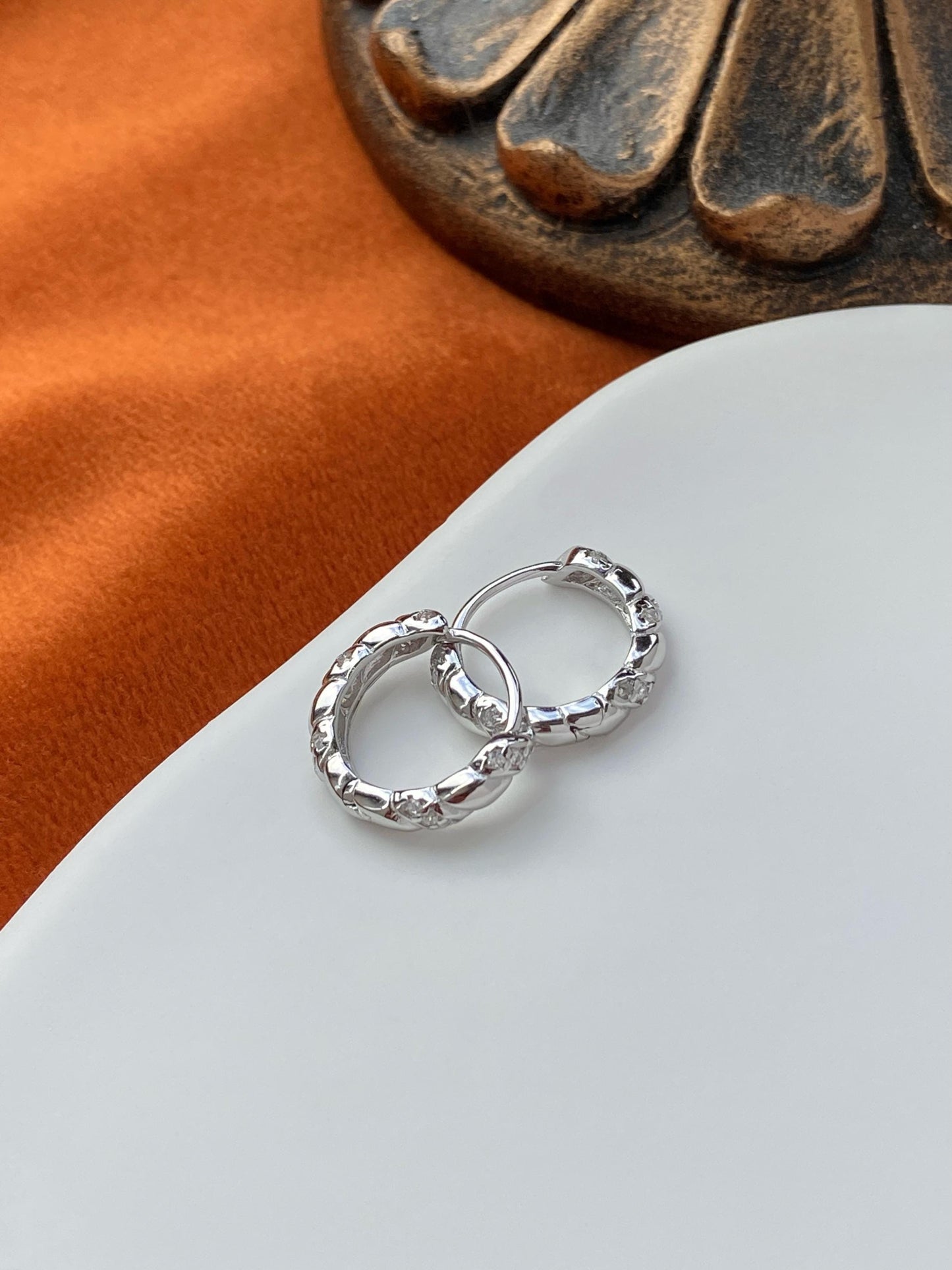 Dainty Silver Twist Hoops, Golden Spiral Earrings, Twisted Huggie Jewelry, Shiny Daily Basic Hoop, 18K Gold Plated Sterling Silver Jewellery
