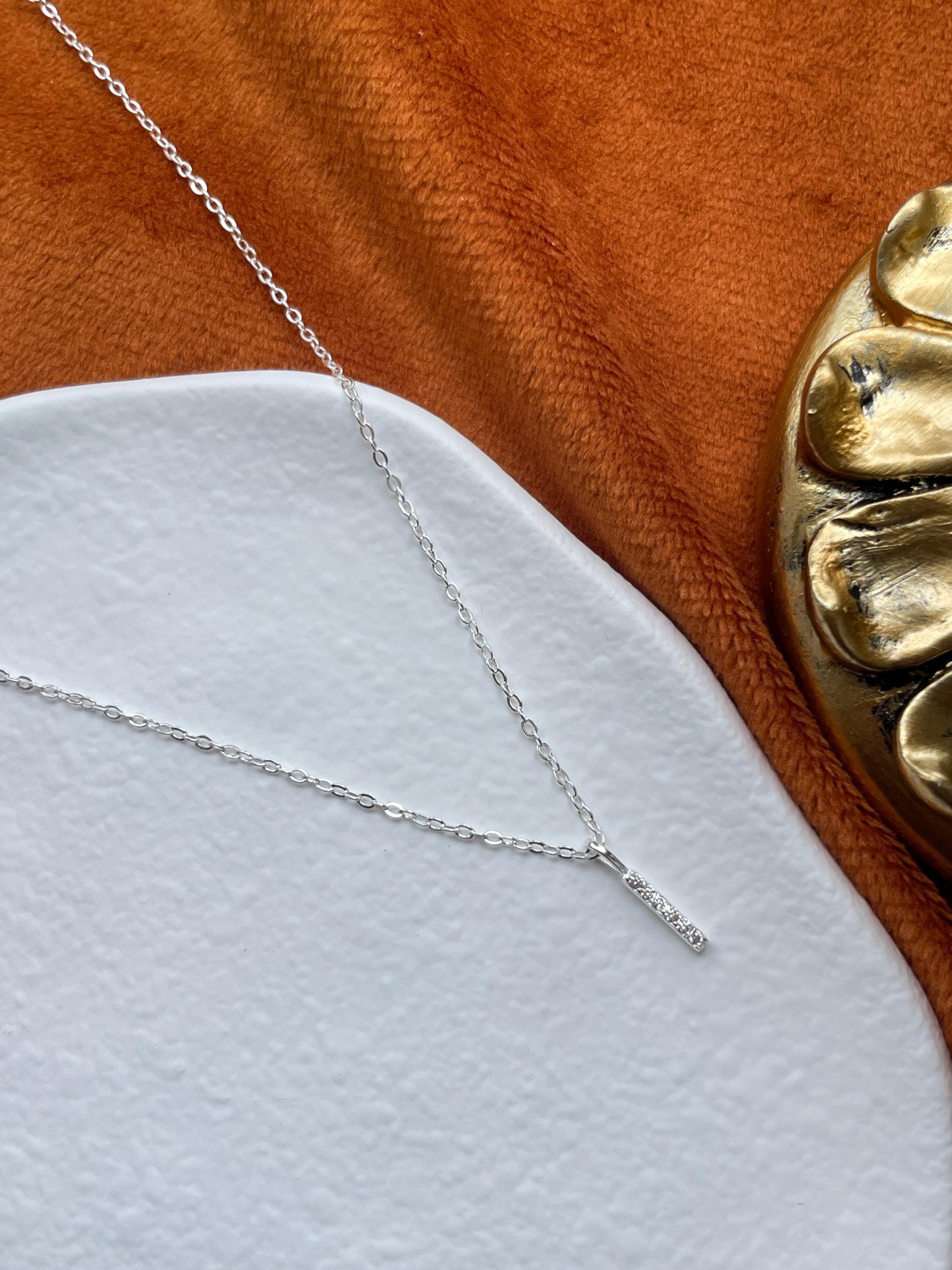 Basic Silver Bar Pendant Necklace, Golden Initial I Pendant Necklace, Minimalist Clavicle Necklace Jewellery, Dainty Everyday Daily Jewelry