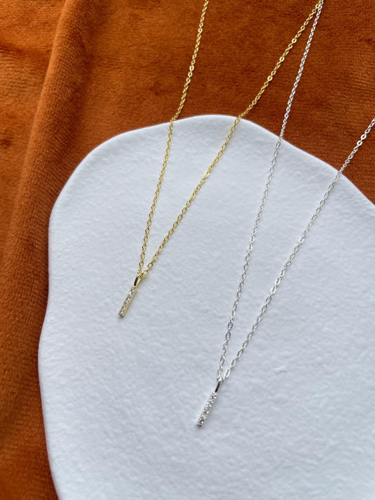 Basic Silver Bar Pendant Necklace, Golden Initial I Pendant Necklace, Minimalist Clavicle Necklace Jewellery, Dainty Everyday Daily Jewelry