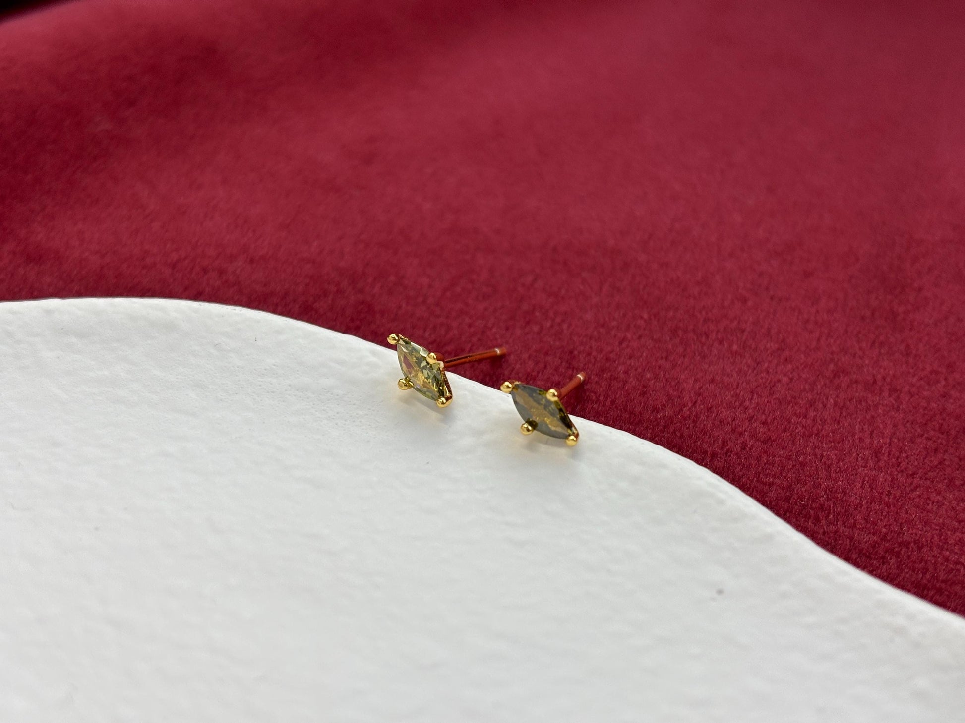 Olive Zircon Stud Earrings