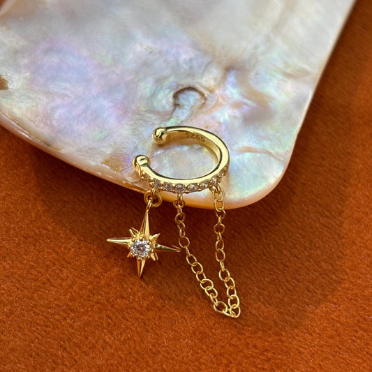 Dainty North Star Chain Ear Cuff