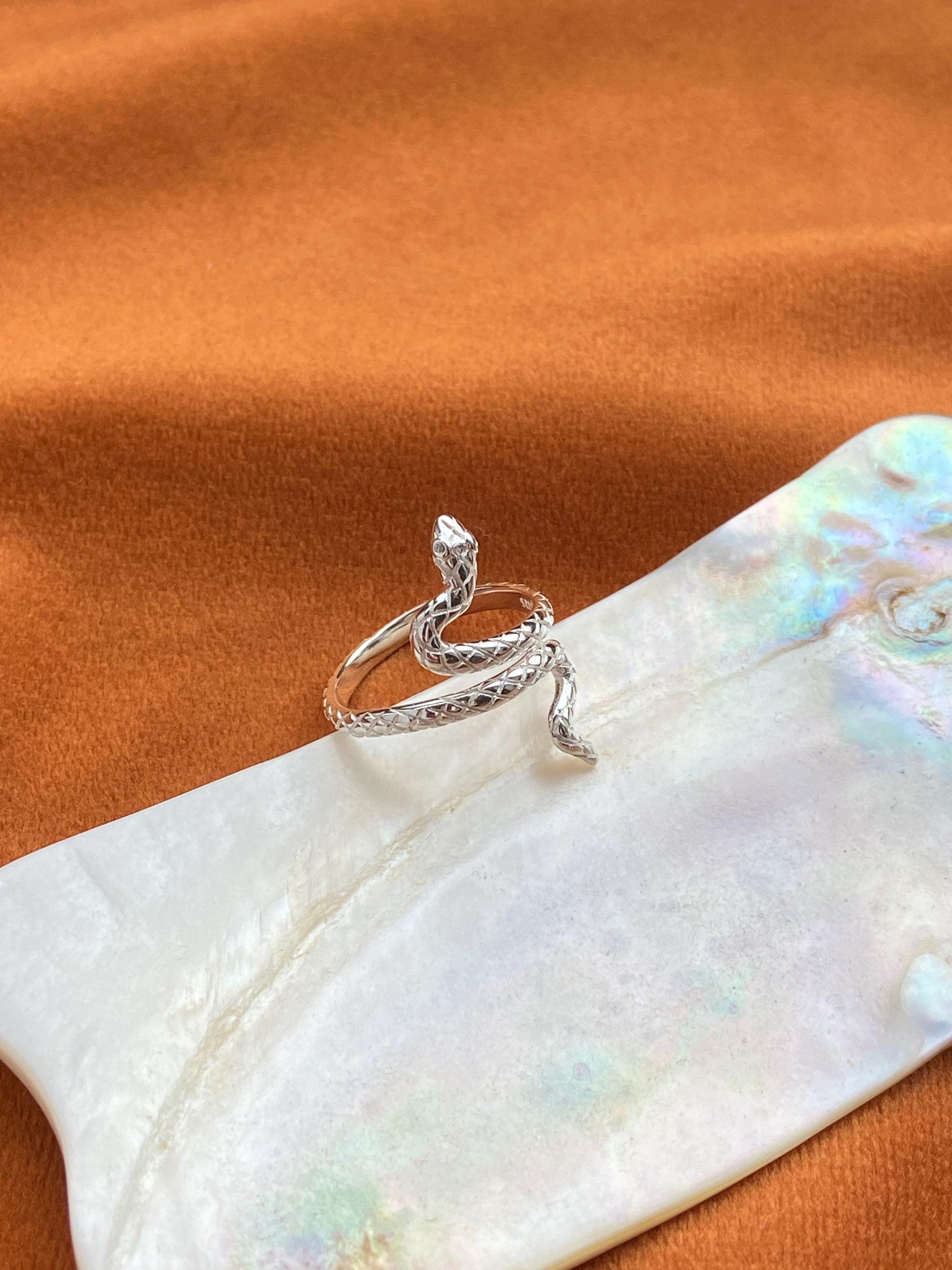 Elegant Coiled Snake Ring, Luxury Climbing Snake Adjustable Rings Jewelry, Dainty Shiny Zircon Rings Jewellery