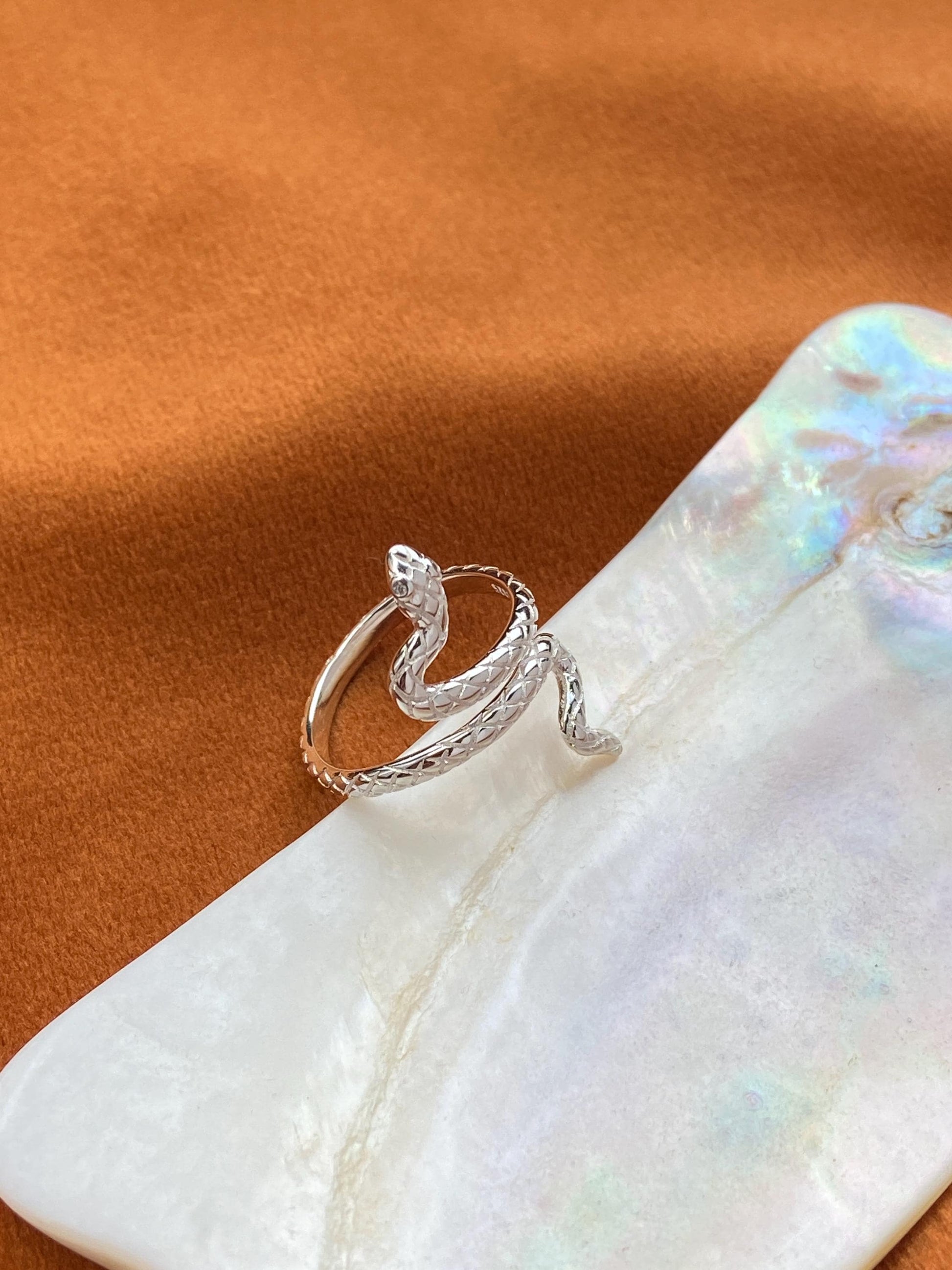 Elegant Coiled Snake Ring, Luxury Climbing Snake Adjustable Rings Jewelry, Dainty Shiny Zircon Rings Jewellery
