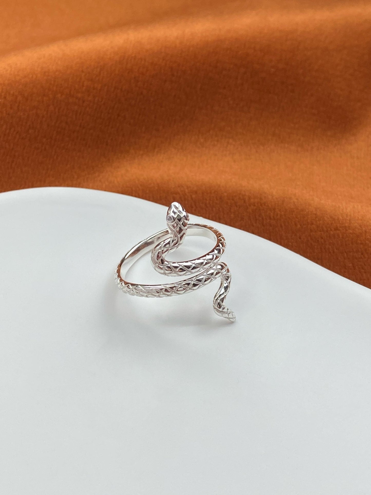 Elegant Coiled Snake Ring, Luxury Climbing Snake Adjustable Rings Jewelry, Dainty Shiny Zircon Rings Jewellery