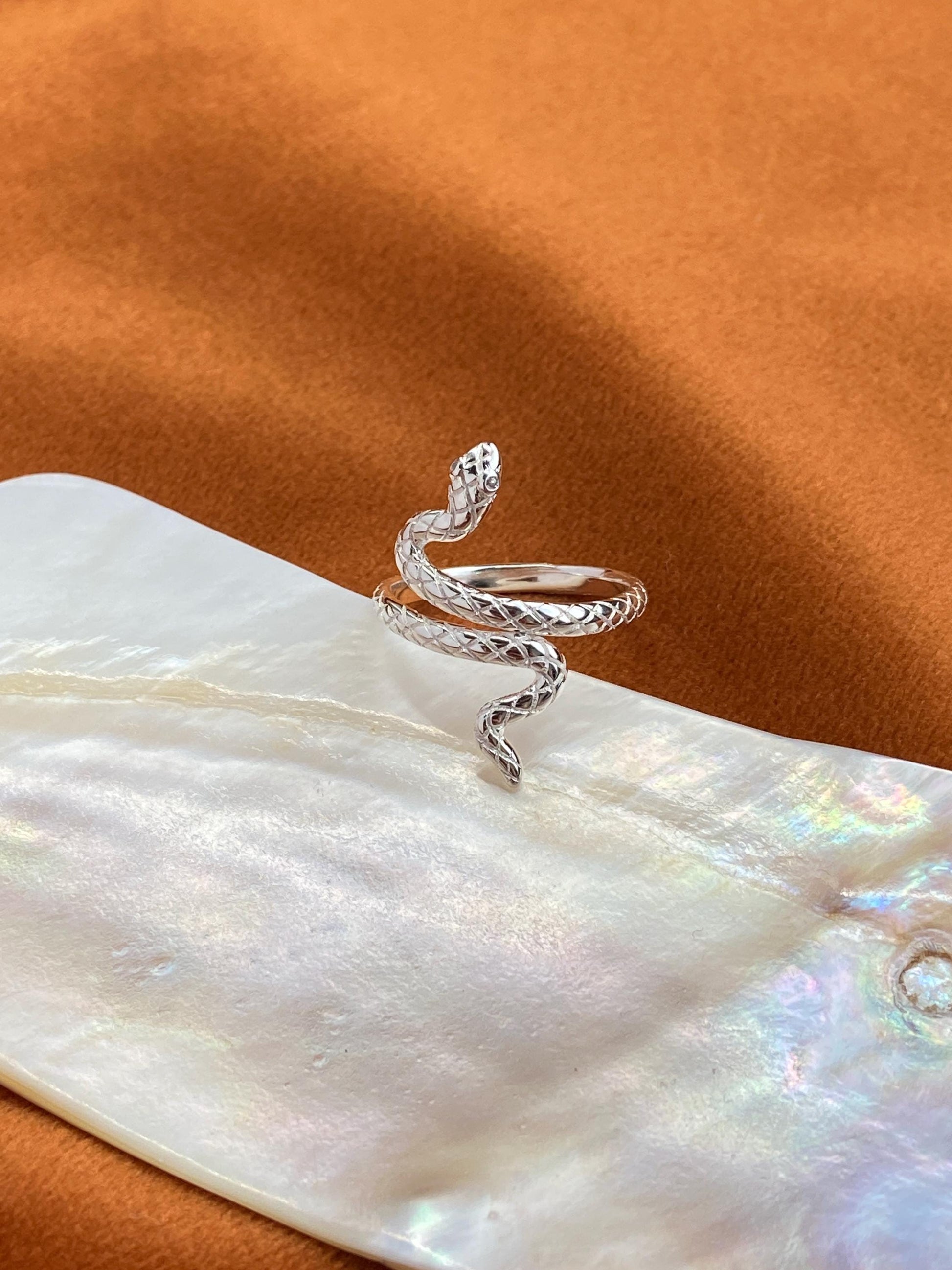 Elegant Coiled Snake Ring, Luxury Climbing Snake Adjustable Rings Jewelry, Dainty Shiny Zircon Rings Jewellery