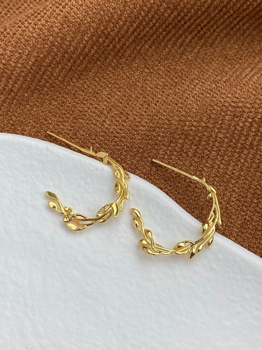 Silver Elegant Vine Hoop Earrings
