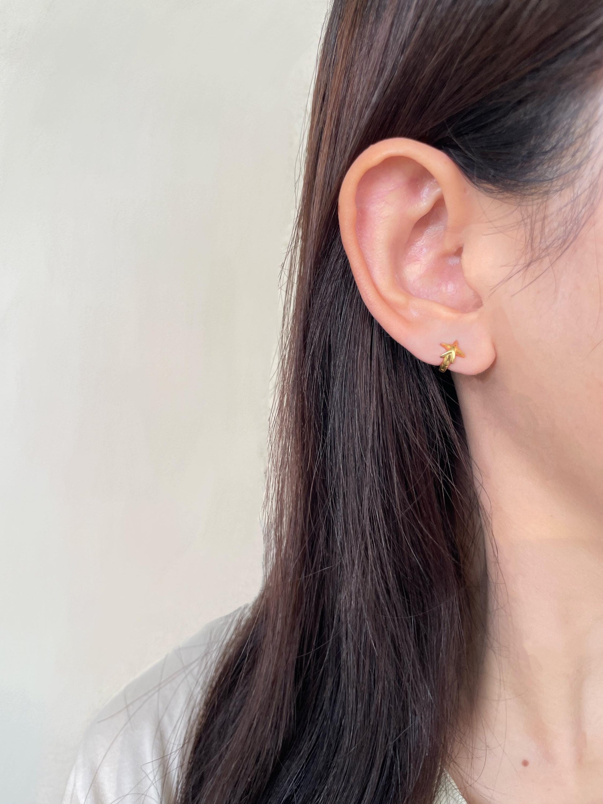 Mini Five Pointed Star Hoop Earrings, Small Pentagram Huggie, Simple Basic Everyday North Star Hoop Jewelry, Gold Plated Silver Jewellery