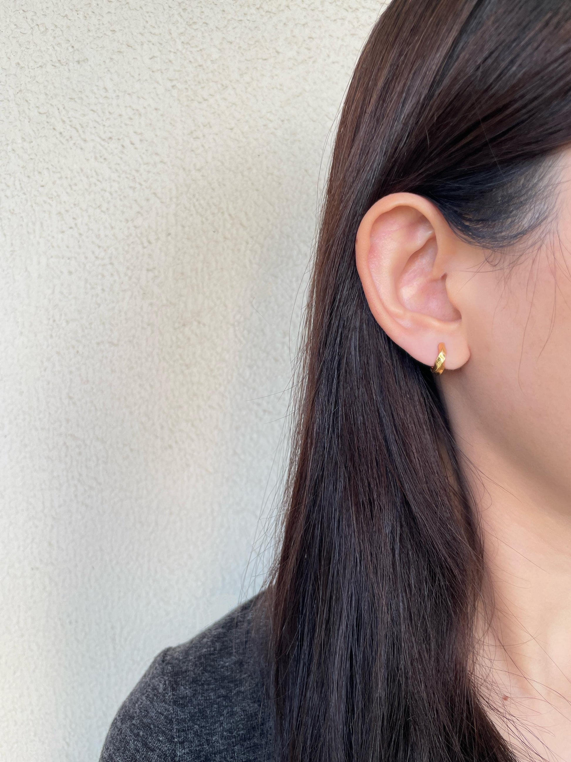 Basic Twist Hoops, Thick Spiral Earrings, Chunky Twisted Huggie Jewelry, Daily Everyday Hoop, 18K Gold Plated 925 Sterling Silver Jewellery