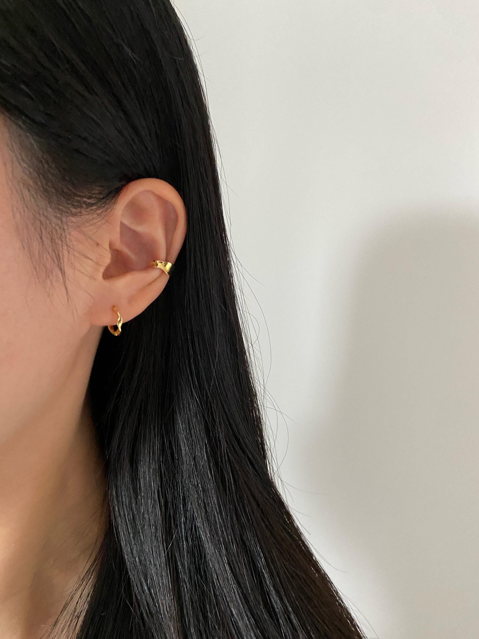 Minimalist Plain Ear Cuff, Daily Simple Non-Piercing Earrings, Irregularly Shaped Silver Ear Cuffs Jewelry, Dainty Helix Earcuff Jewellery