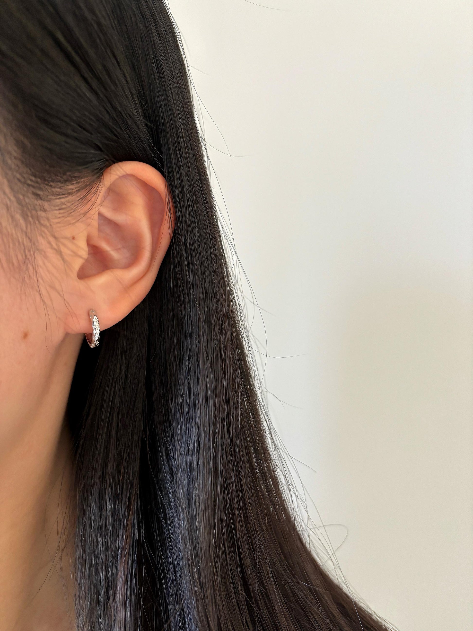 North Star Silver Hoop Earrings, Dainty Star Huggie, Shiny Star Earrings Jewelry, White Gold Plated Sterling Silver Sparkling Star Jewellery