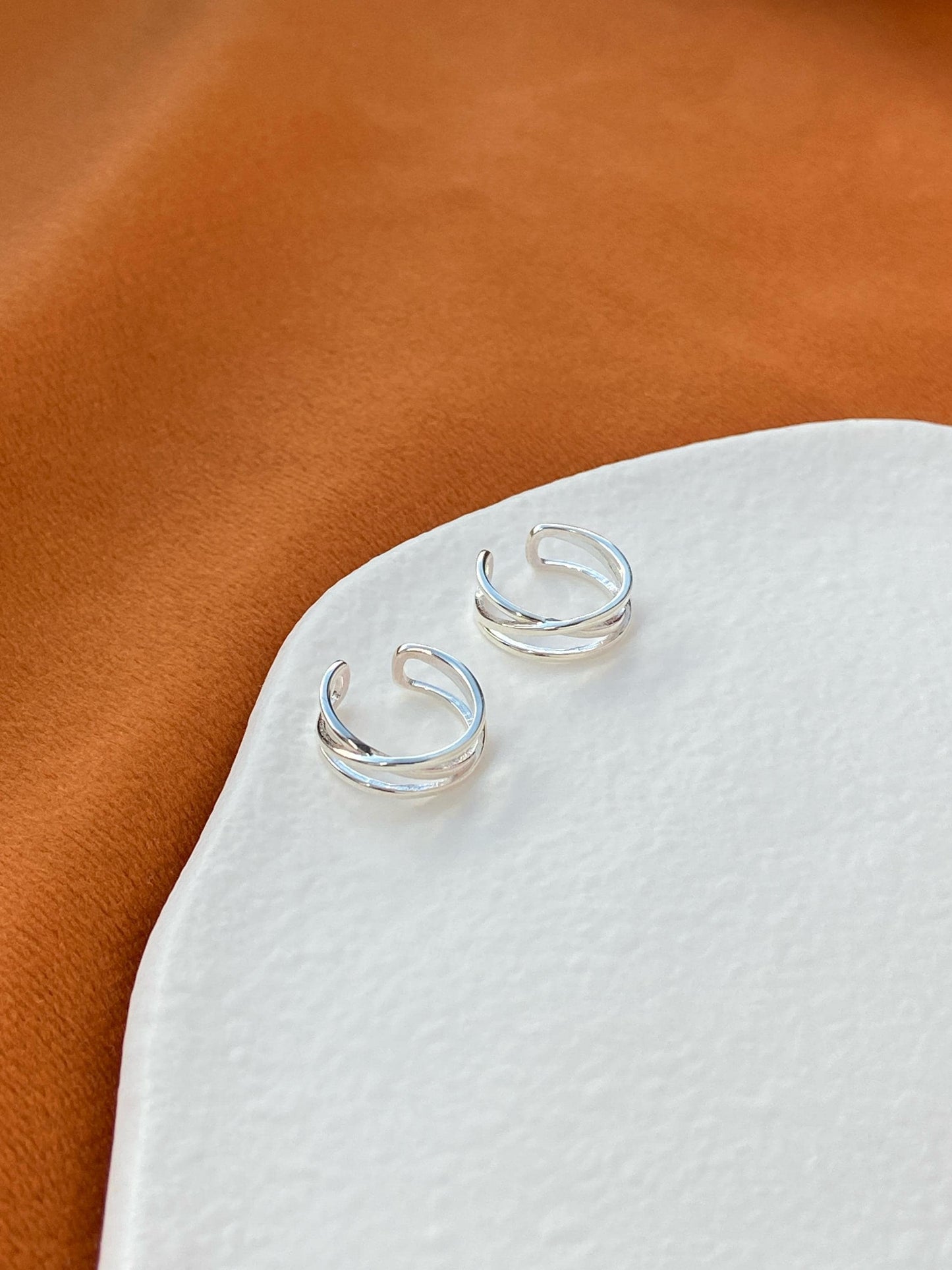 Multilayer Ear Cuffs, Daily Simple Non-Piercing Earrings, Irregularly Cross Shaped Silver Ear Cuff Jewelry, Dainty Helix Earcuff Jewellery