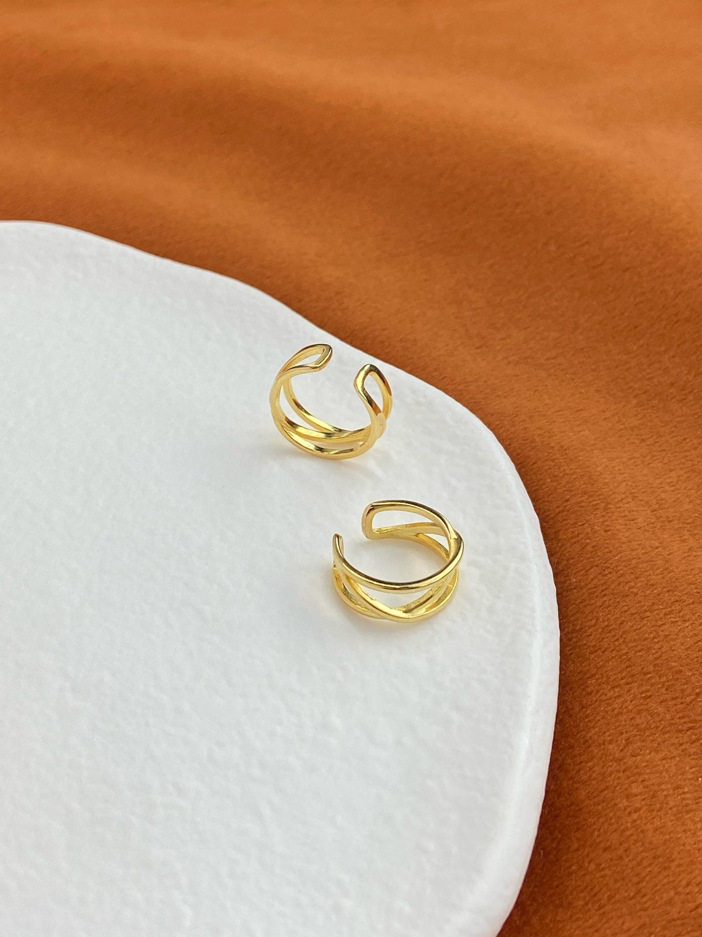 Multilayer Ear Cuffs, Daily Simple Non-Piercing Earrings, Irregularly Cross Shaped Silver Ear Cuff Jewelry, Dainty Helix Earcuff Jewellery