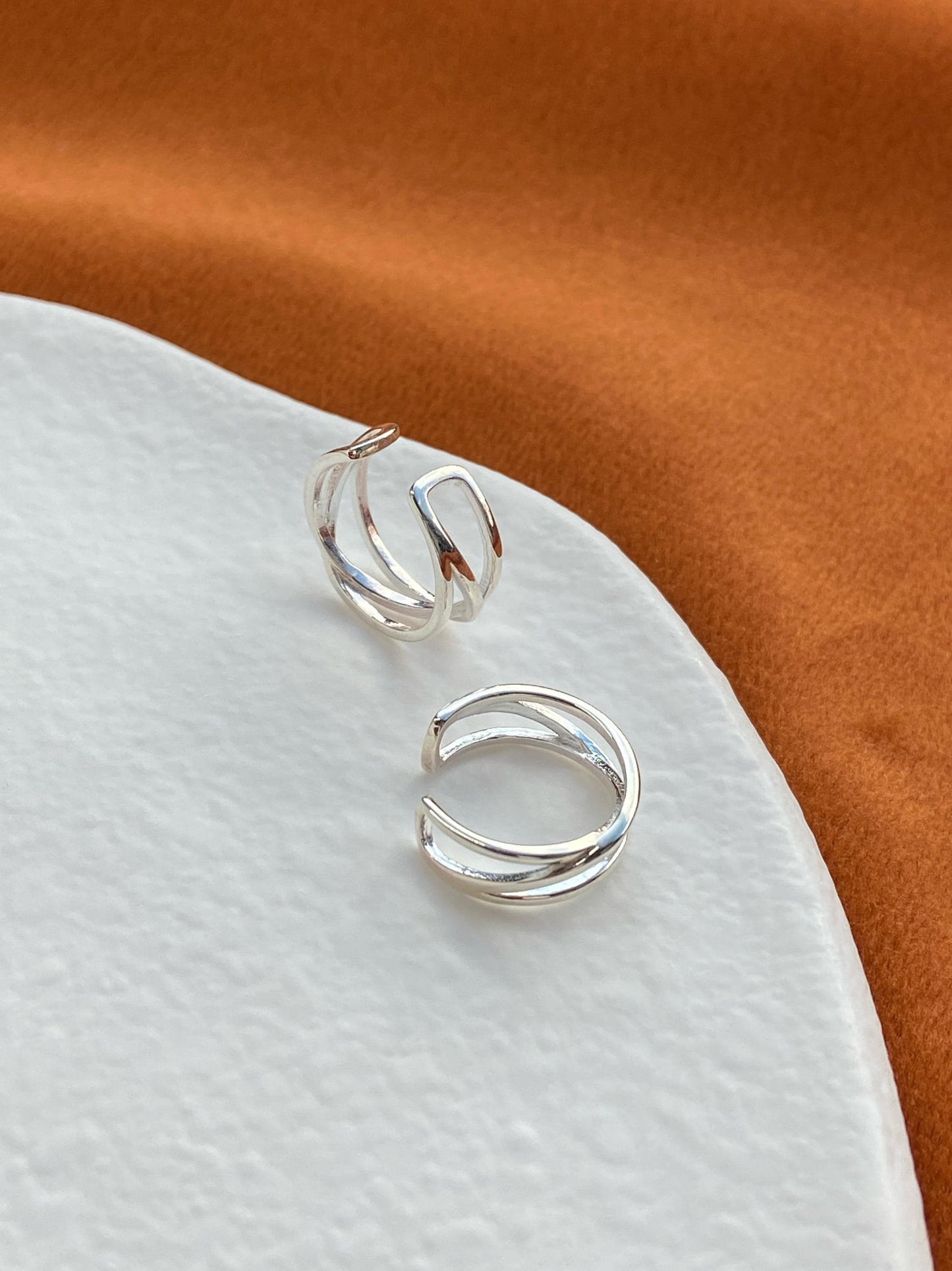 Multilayer Ear Cuffs, Daily Simple Non-Piercing Earrings, Irregularly Cross Shaped Silver Ear Cuff Jewelry, Dainty Helix Earcuff Jewellery