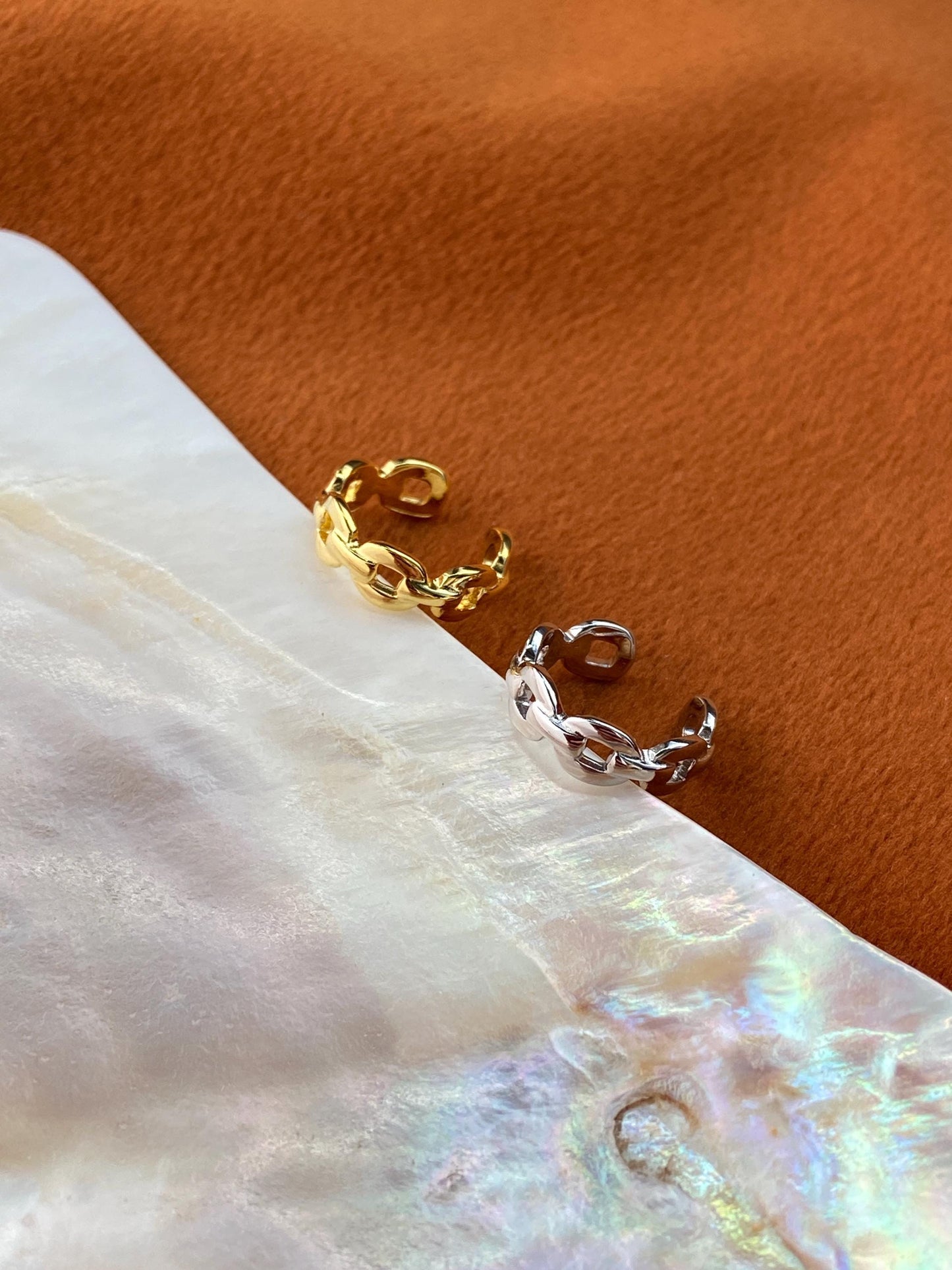 Simple Chain Ear Cuff, Minimalist Non-Piercing Earring, Gold Plated Sterling Silver Basic Ear Cuff, Dainty Everyday Helix Cuff Jewellery