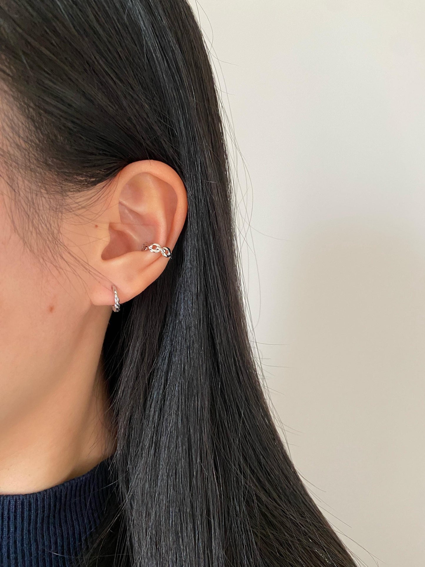 Simple Chain Ear Cuff, Minimalist Non-Piercing Earring, Gold Plated Sterling Silver Basic Ear Cuff, Dainty Everyday Helix Cuff Jewellery