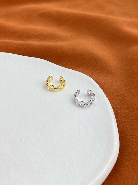 Simple Chain Ear Cuff, Minimalist Non-Piercing Earring, Gold Plated Sterling Silver Basic Ear Cuff, Dainty Everyday Helix Cuff Jewellery