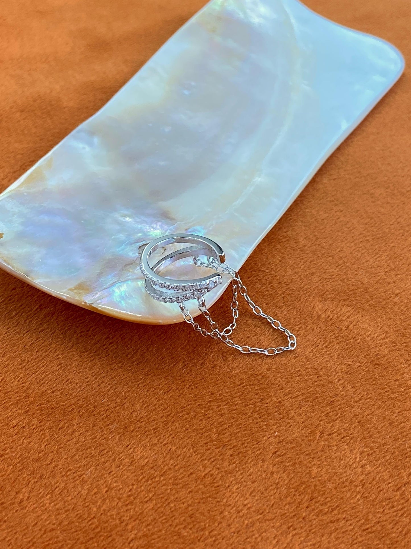 Dainty Double Chain Ear Cuff, Double Layer Non-Piercing Earrings Jewellery, Gold Plated 925 Sterling Silver Shiny Chain Earcuff Jewelry