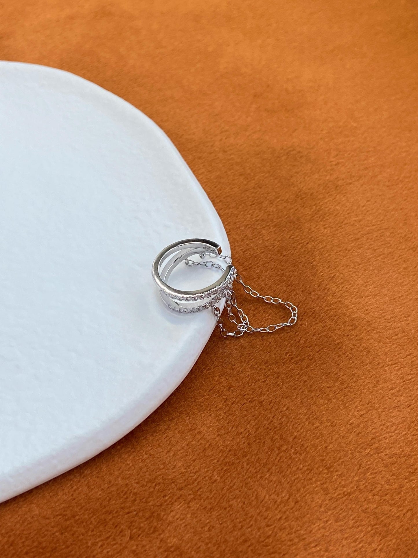 Dainty Double Chain Ear Cuff, Double Layer Non-Piercing Earrings Jewellery, Gold Plated 925 Sterling Silver Shiny Chain Earcuff Jewelry